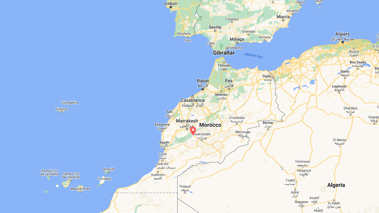 Google route map of our Morocco Mountain Bike Holiday